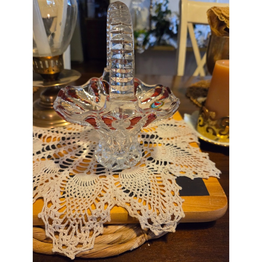 Hofbauer Butterflies Crystal Basket W/Flash Red Bleikristall